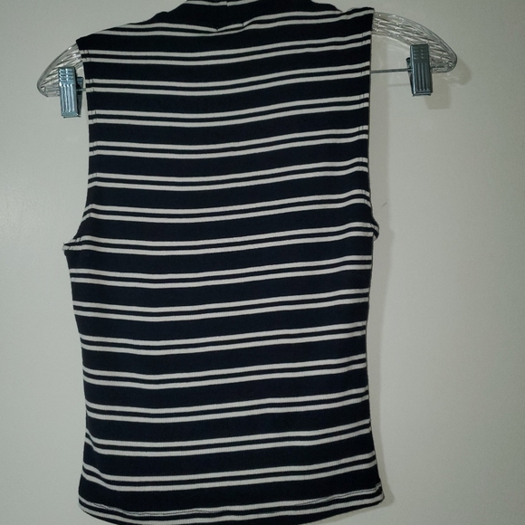 Striped mock neck ribbed midi top. - Picture 3 of 3